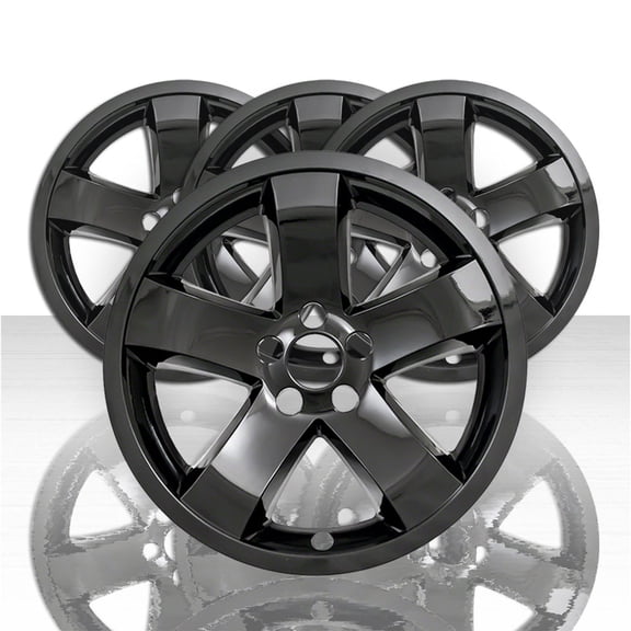Set of 4 18" 5 Spoke Wheel Skins for 2009-2014 Dodge Challenger - Gloss Black