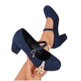 thumbnail image 6 of Miluxas Women's Mary Jane Pumps, Block Heel, Round Toe, Ankle Strap with Buckle, office Dress Shoes Blue 6(37), 6 of 9