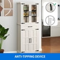 thumbnail image 5 of Dextrus Farmhouse Pantry Cabinet with Doors & Drawer, Kitchen Storage Cabinet with Shelves, White, 5 of 8