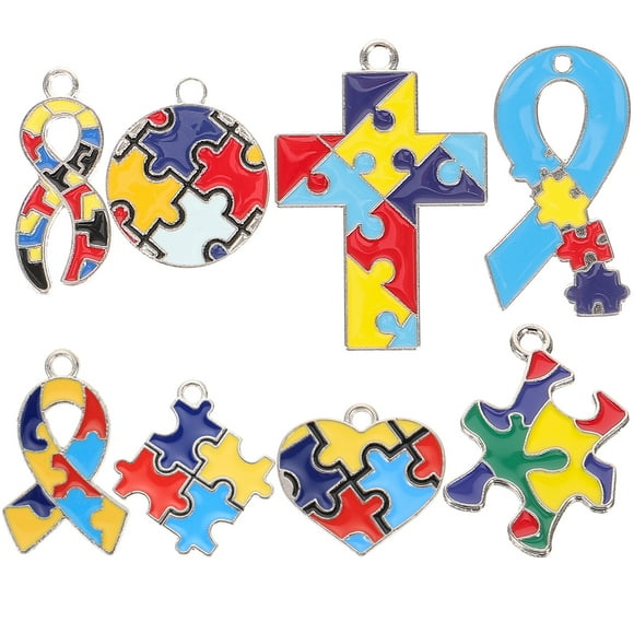 8 Pcs Charms pour Autisme Pendentifs Design Casse-Tête Charms Fabrication de Bijoux DIY