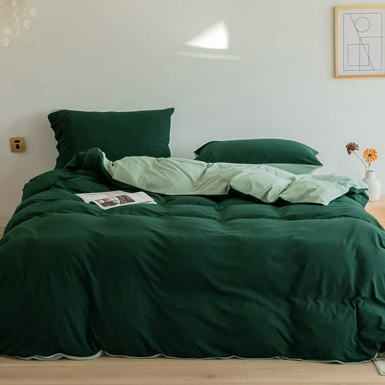 Duvet Cover 220x240 Cm Dark Green Solid Color - Double Bed Set