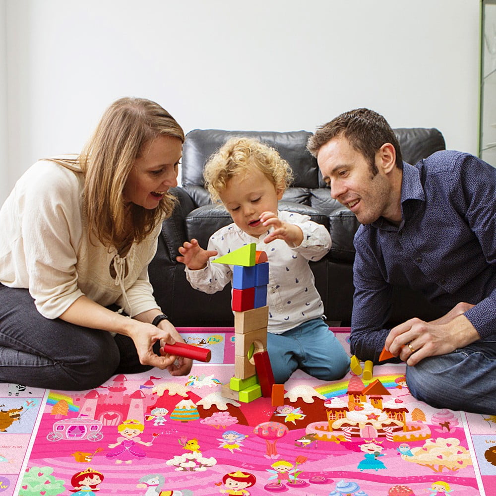 beetoy Baby Play Mat for Floor, Soft Plush Baby Crawling Mat, 60.6" X 44.5" Large ABC Rug for Babies and Toddlers, Foldable Tummy Time Mat Non-Slip Crawling Mat for Boys and Girls 0-6-12 Months