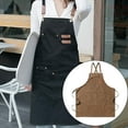 thumbnail image 1 of Runquan Fashion Chef Apron with Pockets Working Uniform Heavy Duty for Kitchen Work Brown, 1 of 7