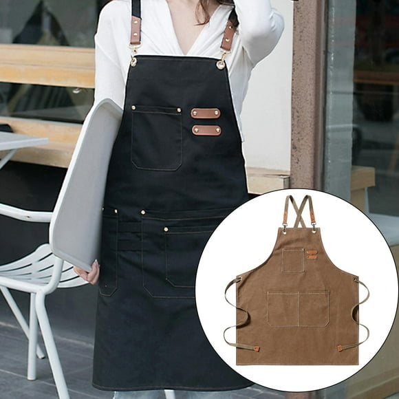 Delantal unisex con Bolsillos grandes Salvador Delantal de lona marrón