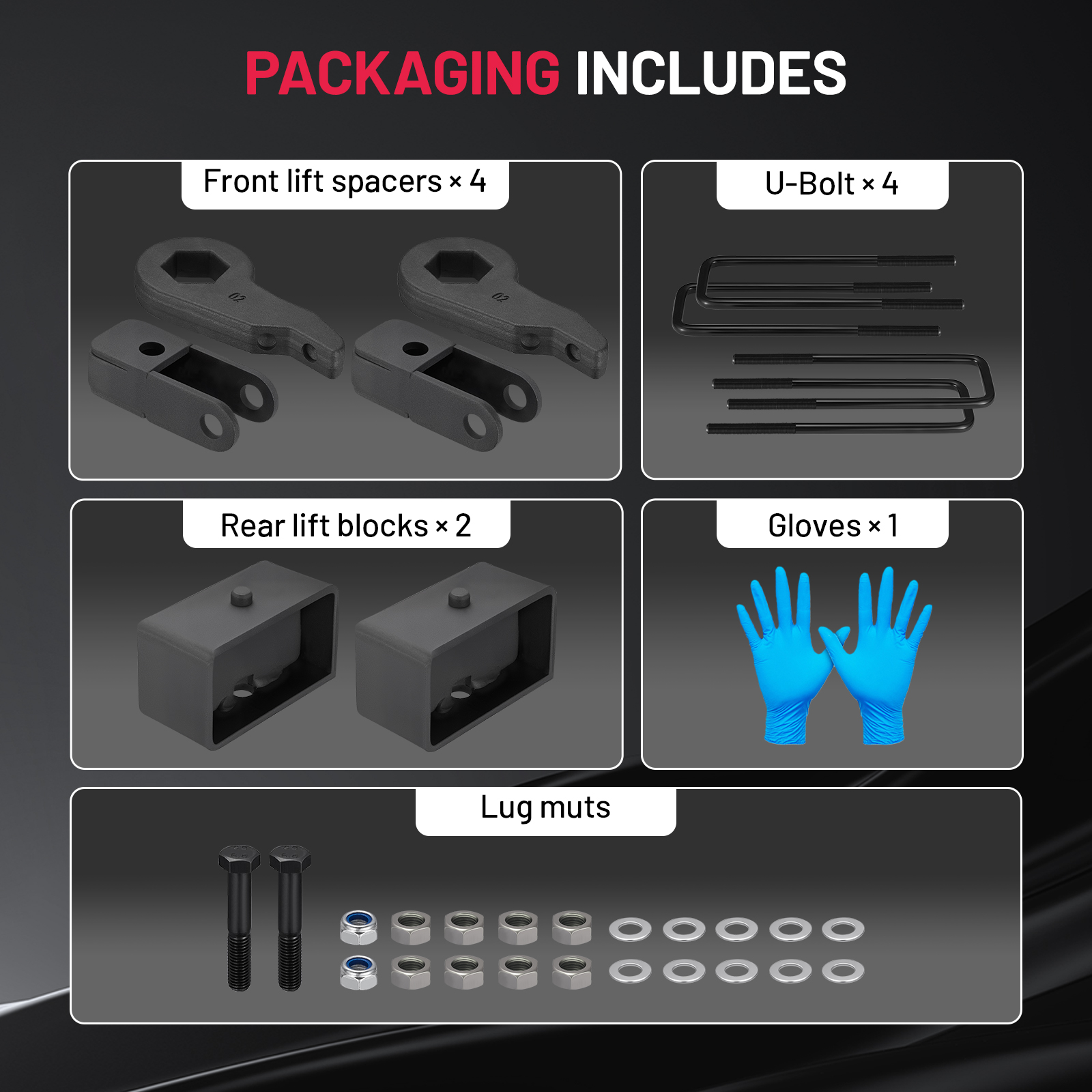 SPEEDWOW 3" Front and Rear Suspension Lift Kit Compatible With Chevy Silverado GMC Sierra 1500 4X4 4WD 1999-2007- Leveling Lift Kits with Strut Spacer and Shock Extenders