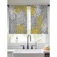 thumbnail image 3 of Yellow Gray Floral Semi Sheer Window Curtains 54 Inches Long, Farmhouse Retro Abstract Flowers Art Rod Pocket Voile Silky Chiffon Curtain Light Filtering Drapes for Living Room, 52"x54", 2 Panels, 3 of 9
