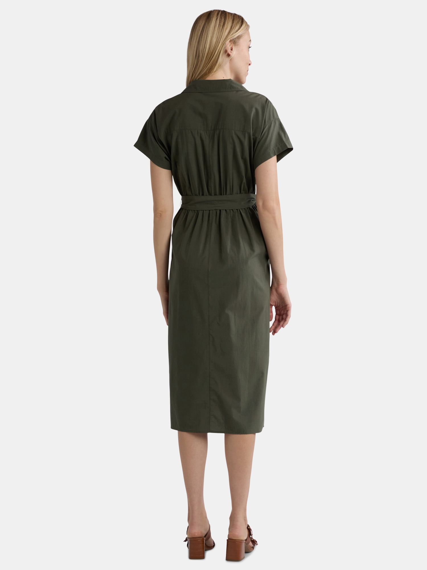 Time and Tru Women's and Women's Plus Wrap Shirt Dress, Sizes XS-4X
