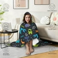 thumbnail image 4 of Wearable Blanket,DarkBlue Cartoon Dinosaurs Text Pattern Hooded Wearable Flannel Blanket for Adults & Teens,Winter Poncho Shawl Wrap Cape Cozy Anti-Pill,50"x60", 4 of 5