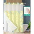 thumbnail image 2 of No Hook Shower Curtain with Snap in Liner, Green Plant Branches Flower Yellow Hotel Shower Curtains for Bathroom, Washable Shower Curtain Liner Set with Mesh Top Window, 66"x72", 2 of 6