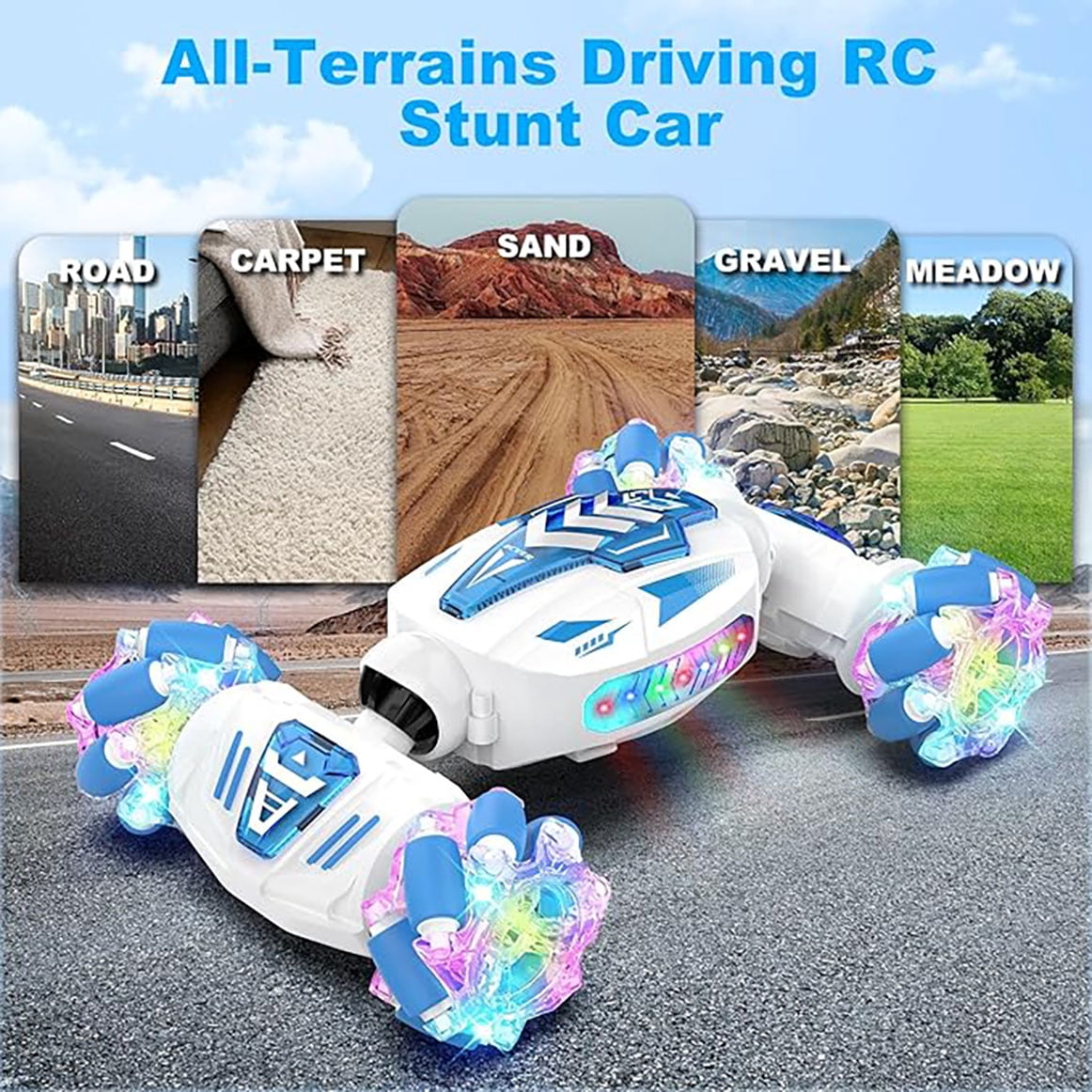 Remote Control Car for Kids, 360° Rotation Gesture Twist RC Stunt Car with Lights & Music for Christmas Birthday Gifts(Red)