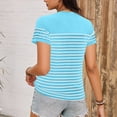 thumbnail image 5 of Erwazi Women's Trendy Striped Print T-Shirt Crew Neck Short Sleeve Casual Tee Top, 5 of 6