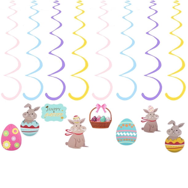 Fiesta De Pascua Remolino Huevo Espiral Colgante Ligero Duradero Pascua Colgante Remolino Decoraciones De Techo Vogacara HA043572-01