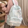 thumbnail image 3 of Aesthetic School Backpack with Lace Bow, Lace Trim School Backpack with Side Bowknot, Lightweight Computer Bag for Middle School College, Blue, 3 of 8