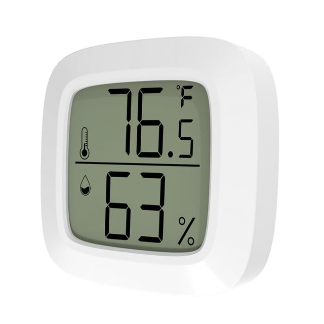 TFixol Compact White Digital Thermo-Hygrometer with Magnet, High Precision Temperature & Humidity Monitor, CR2032 Battery Included, Fahrenheit Scale
