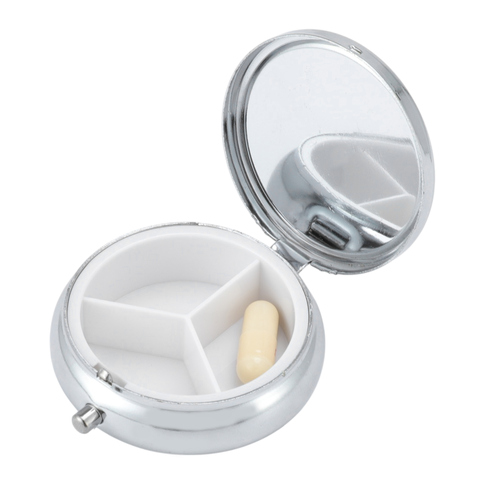 Unique Bargains 3 Grid Durable Design Portable Round Pill Case 1 Pc [Butterfly]