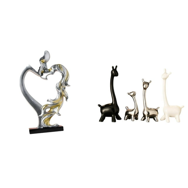Estatua romántica de pareja de jirafas, figura creativa de cerámica para dormitorio, boda, estantería, armario, hogar, oficina, mesa, centro de mesa,