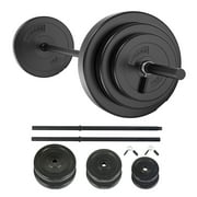 Pithage 45 lbs Barbell Weight Set Adjustable Weights Lifting for Home Gym Fitness, Rubber
