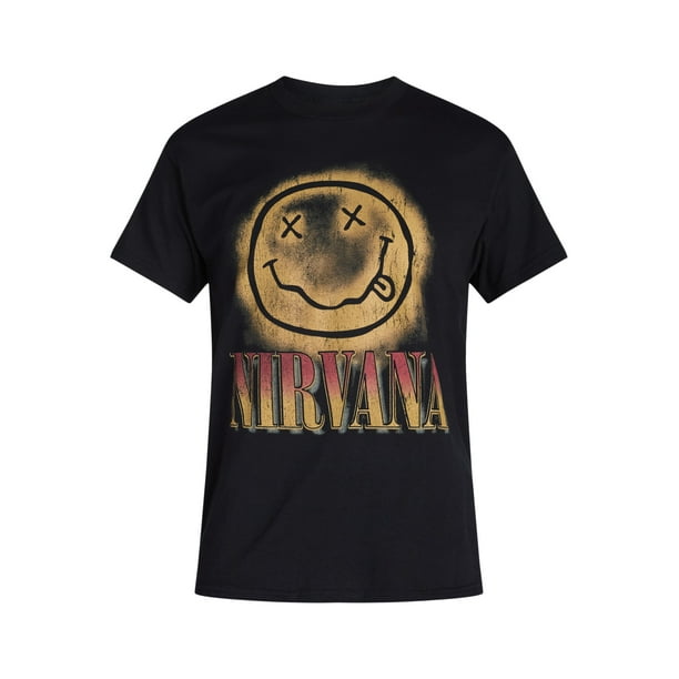 Nirvana Men's & Big Men's Gradient Smile Face Graphic Band Tee
