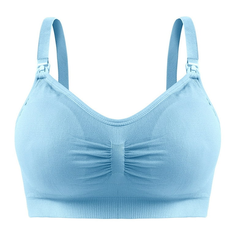 1pc Misty Blue Nursing Bra With Tree Leaf Pattern, Lace & Breathable  Material, Anti-sagging & Gathering During Pregnancy, For Women, Postpartum  Nursing, Without Steel Ring, Anti-deformation