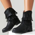 thumbnail image 2 of Daznico Womens Booties,Women Ankle Boots Fashionable Pattern Tassel Decoration Round Toe Low Heel Comfortable Autumn and Winter Zipper Shoes,Womens Chelsea Boots,Size 8.5, 2 of 9