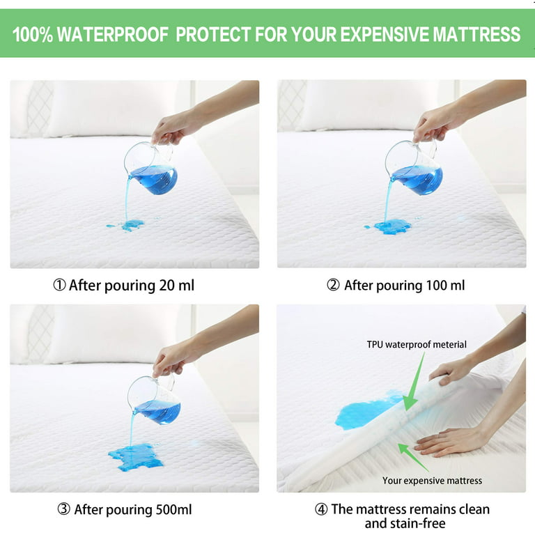 Queen Size Cooling Bamboo fiber Fitted Sheets Deep Pocket Waterproof  Mattress Protector, 3D Air Fabric Breathable Premium Mattress Cover,Mattress  Pad Cover for 6-20 inches Mattress