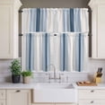 thumbnail image 4 of 3 Piece Kitchen Curtains and Valances Set Grey Blue Vertical Stripes Cafe Curtains 36 Inch Length Modern Minimalist Abstract Valance & Tier Curtain for Living Room Bedroom Window 54"x18"+27"x36"*2, 4 of 6