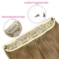 thumbnail image 4 of SHCKE 20 Inch 150g Secret Hair Extensions Curly Invisible Hair Extensions with Transparent Adjustable Wire Removable Secure Clips Synthetic Hairpieces for Women Light Ash Brown&Bleach Blonde, 4 of 5
