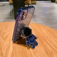 thumbnail image 5 of Compatible for iPhone 11 Bling Plating Astronaut Hidden Stand Case, Cute 6D Stand Glitter Phone Case for Women Girls Soft TPU Shockproof Back Cover - Navy Blue, 5 of 12