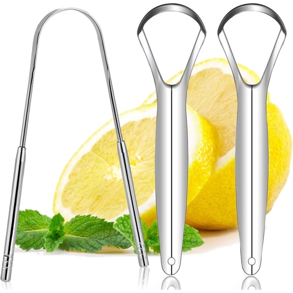 Tongue Scraper - 100% BPA Free Stainless Steel Tongue Scraper, Reduce Bad Breath Tongue Cleaner, Metal Tongue Scraper for Adults, Kids (3 Pack)