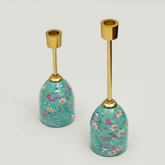 Mela Artisans Aqua Flora Tapered 12" Candleholder