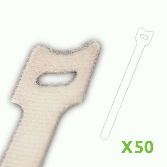 NavePoint 10 Inch Hook and Loop Reusable Strap Cable Cord Wire Ties 50 Pack White