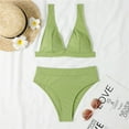 thumbnail image 5 of KBODIU Fashion Womens Sexy Solid Swimwear Bikini Split Bikini Sets for Womens Swimsuits Mint Green S, 5 of 6