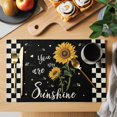 thumbnail image 2 of Sunflower Vingra Placemats Set of 4, Farmhouse Garden Floral Bees Plaid Placemats for Dining Table, Place Mats for Kitchen Tabletop, Waterproof Wipeable Dining Table Mats Set, 2 of 9
