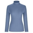 thumbnail image 5 of HTNBO Women's Fall Long Sleeve Turtleneck T Shirt Ribbed Knit Sweater Slim Fit Basic Casual Tee Tops, 5 of 8