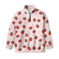 thumbnail image 4 of Uorisanigo Girls Half Zip Pullover Sweatshirt Fall Fashion Outfits Clothes Cute Strawberry Print Long Sleeve Lapel Zipper Sweatshirt Oversized Quarter Zip Up Hoodie Jacket Pullover Tops, 4 of 7