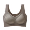 thumbnail image 2 of Pullover Wireless Bras for Women, Full Coverage Scoop Neck Underwear, Wide Shoulder Straps Design, Breathable Comfort Bralette | VerBelle,Coffee XL, 2 of 6