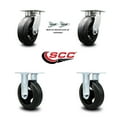 thumbnail image 2 of 6 Inch Kingpinless Rubber on Steel Wheel Caster Set 2 Swivel Locks 2 Rigid SCC, 2 of 2