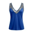 thumbnail image 4 of XAOFW Women'S T Shirts Solid Color Sequin Tank Summer Sleeveless V-Neck Fashionable Cozy Outdoor Activities Tee, 4 of 4