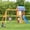Blue, variant on Wooden Outdoor Swing Set, SHINPT All-in-One Kids Outdoor Play Equipment for Kids Age 3-12 with Wave Slide, 2 Swings, Climbing Wall, Canopy Roof and Ladder, Kids Playground for Backyard, Garden, Park