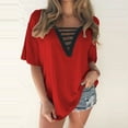 thumbnail image 3 of Mittory Women's Cutout Deep V Neck Choker Tee Short Sleeve Casual Blouse Summer Tunic Tops Shirts, 3 of 5