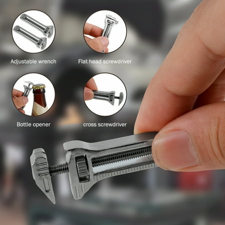 EXLEAF 2026 New Compact Titanium Multitool Mini Alloy Multi-Tool for Everyday Prep Mini Wrench Beer Opener Nail Puller Adjustable Compact Size Gift for Men for Camping Hiking Travel Everyday Carry