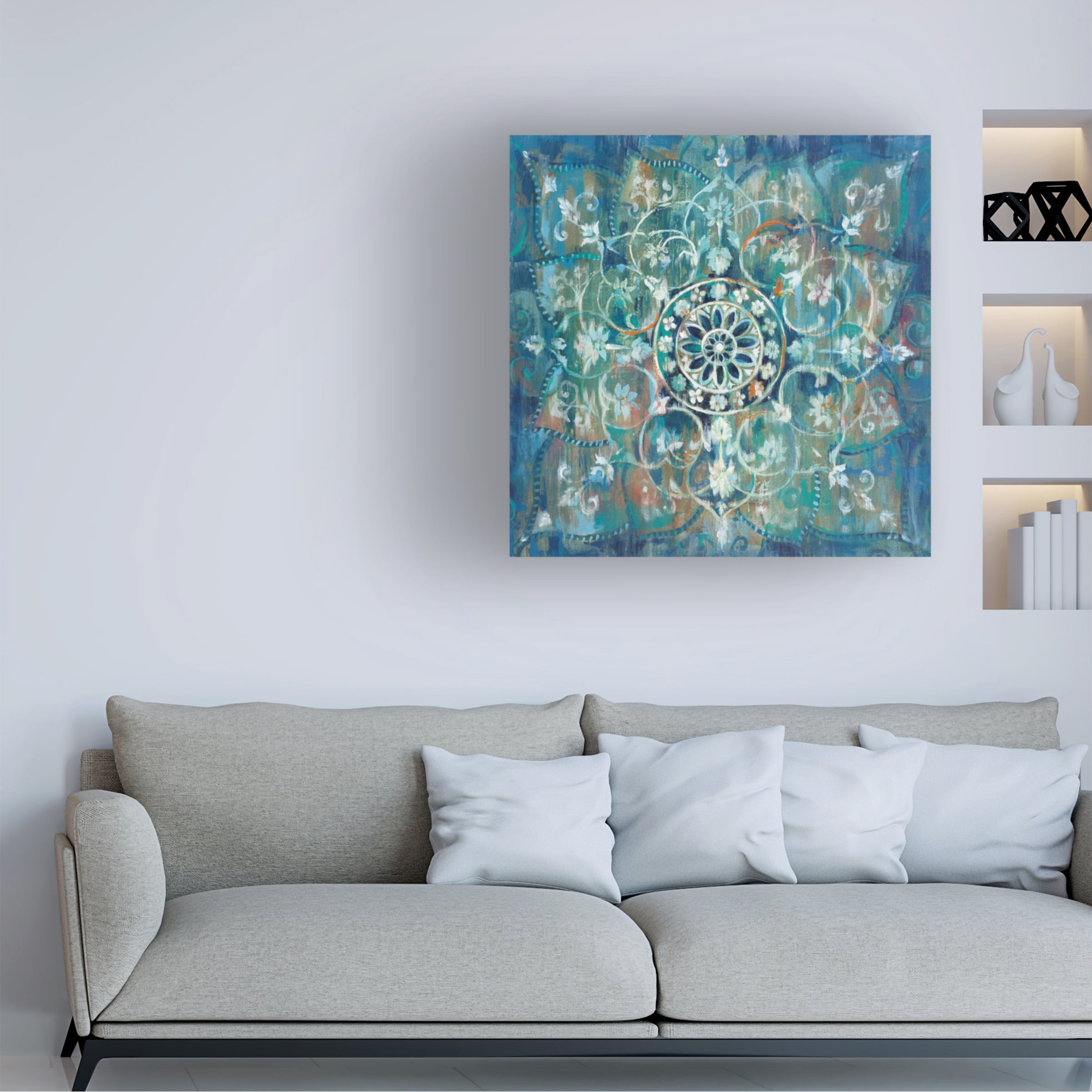 Trademark Fine Art Danhui Nai Mandala In Blue I Sq Canvas Wall Art - 14x14