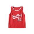 thumbnail image 4 of Fdqin Boys Shorts Set Letters Printed Basketball Lightweight Sleeveless Tank Top and Track Shorts Summer Outfits Red Blue Black 7-8 Years, 4 of 8