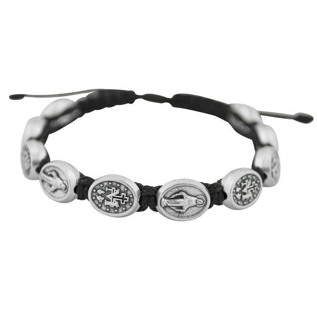 Bracelet Ajustable avec Médailles Miraculeuses (Noir)
