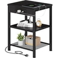 thumbnail image 7 of Bigleap 3-Tier End Table with Charging Station, Small Nightstand with AC Outlets & USB Ports for Small Spaces, Bedroom, Living Room, Black, 7 of 7
