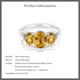 thumbnail image 4 of Gem Stone King 10K White Gold Diamond Accent Three-Stone Engagement Ring set with 2.10 Ct Oval Checkerboard Yellow Citrine (Size 7.5), 4 of 4