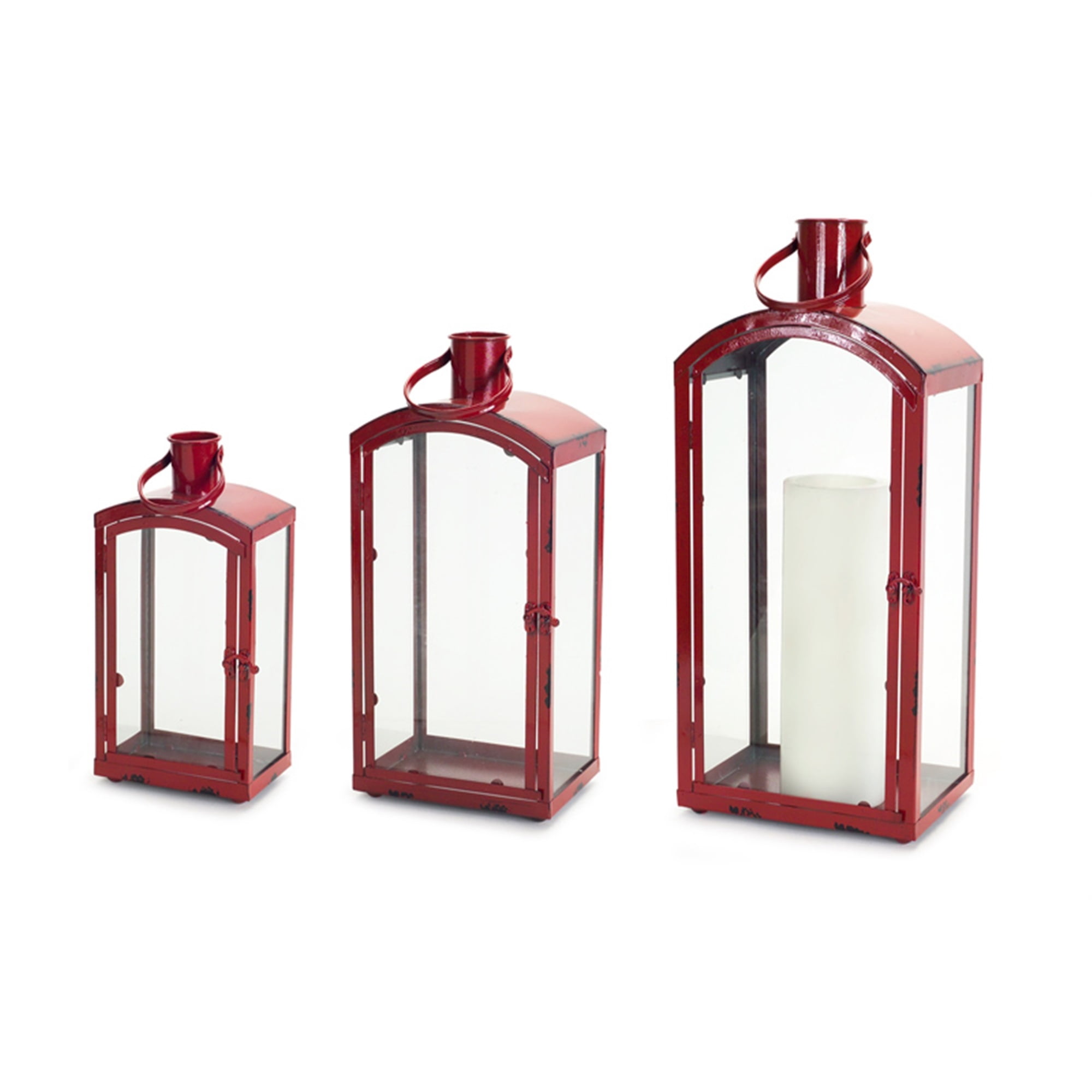 Lanterns (Set of 3) 15"-25"H Metal/Glass