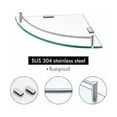 thumbnail image 4 of Estantes de vidrio que ahorran espacio, estantes flotantes para baño montados en la pared con riel con acabado en cromo pulido, para soluciones de almacenamiento elegantes y seguras, 4 of 5