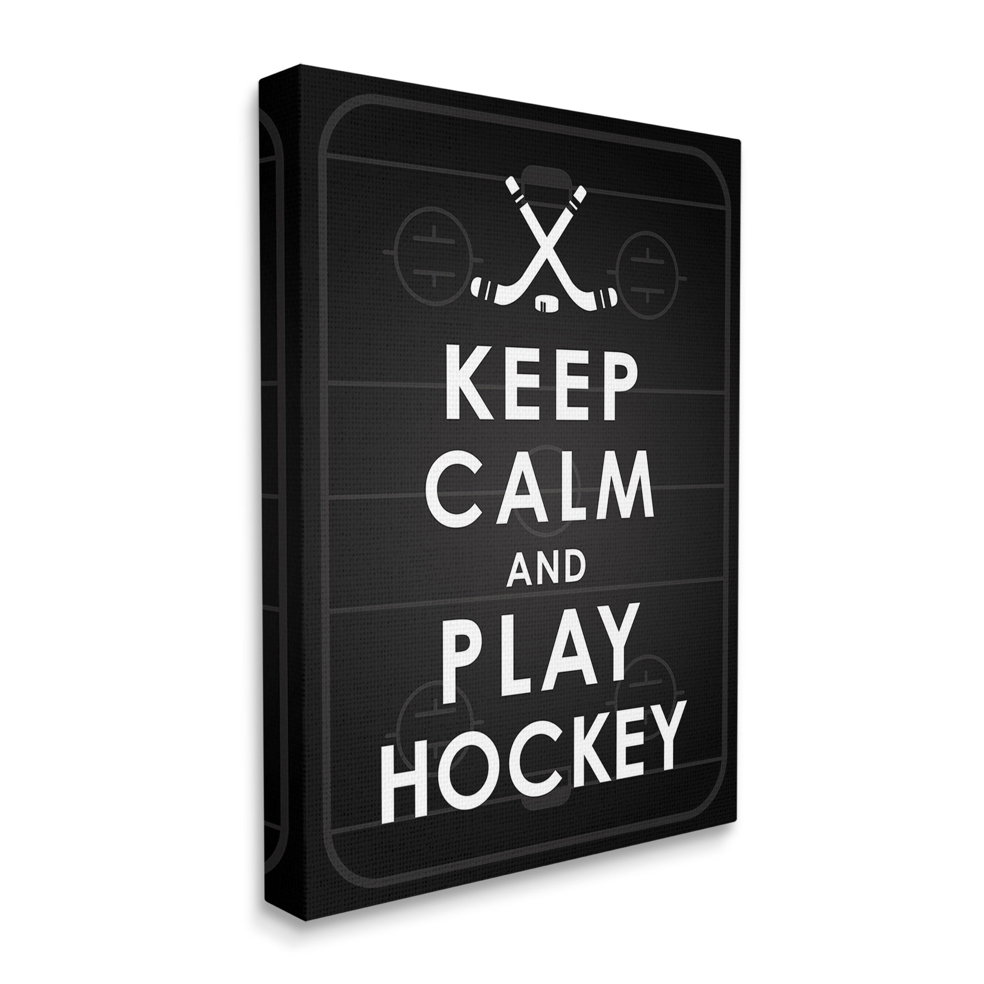 Stupell Industries Keep Calm & Play Hockey Sports Painting Gallery Wrapped Canvas Art Print Wall Art, 36 x 48