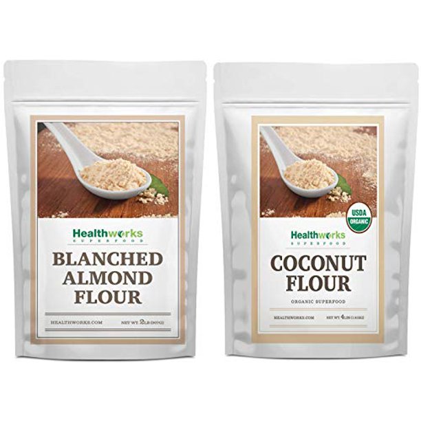 Healthworks Blanched Almond Flour 32 Ounces 2 Pounds And Coconut Flour Unrefined Raw Organic 64 Ounces 4 Pounds Baking Mix Bundle Walmart Com Walmart Com